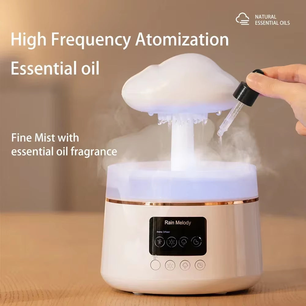 Rain Cloud Humidifier Aromatherapy Essential Oil Diffuser Drops with Night Light Sounds Relaxing for Oils Diffuser for Home